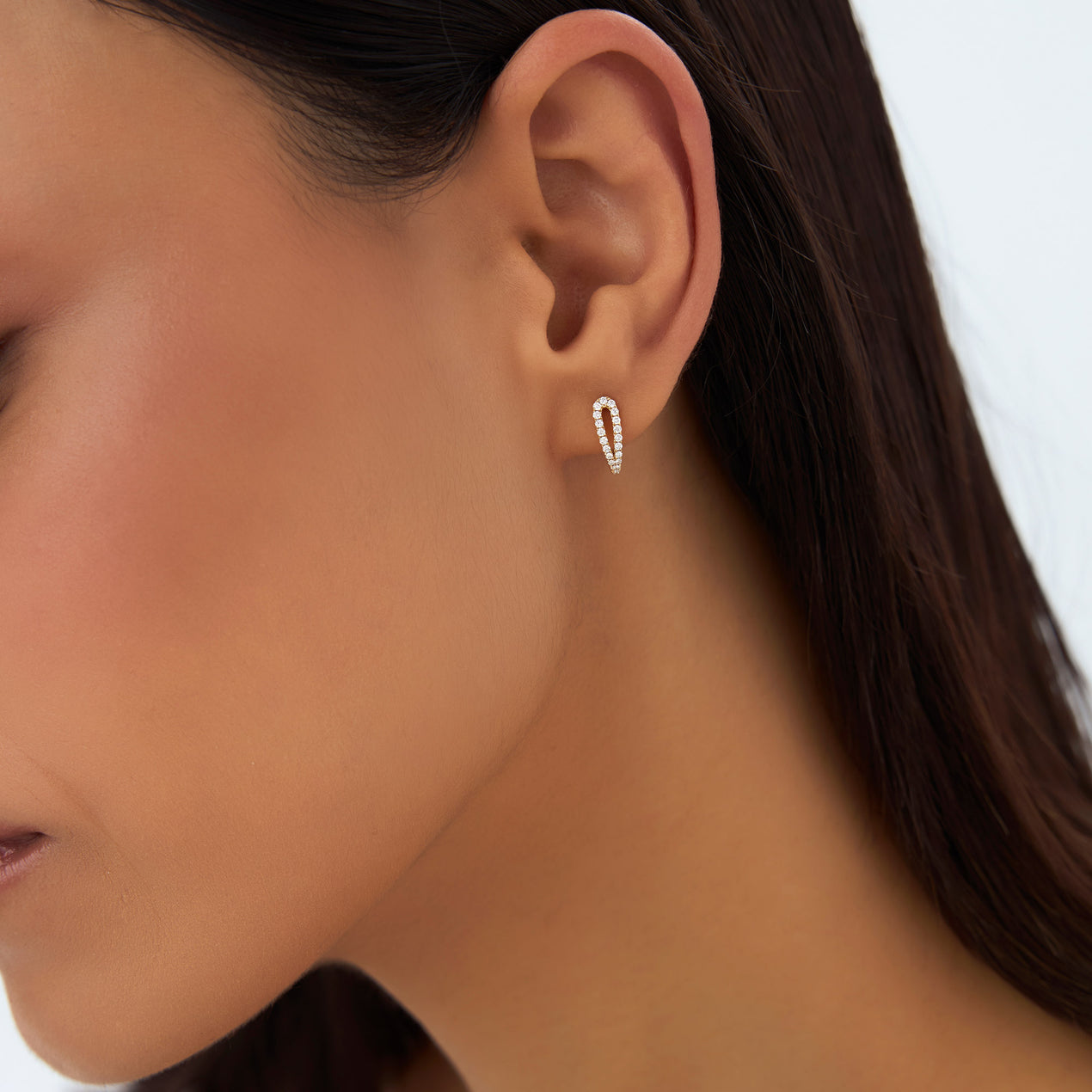 14k Double Mini Diamond Hoop Earrings