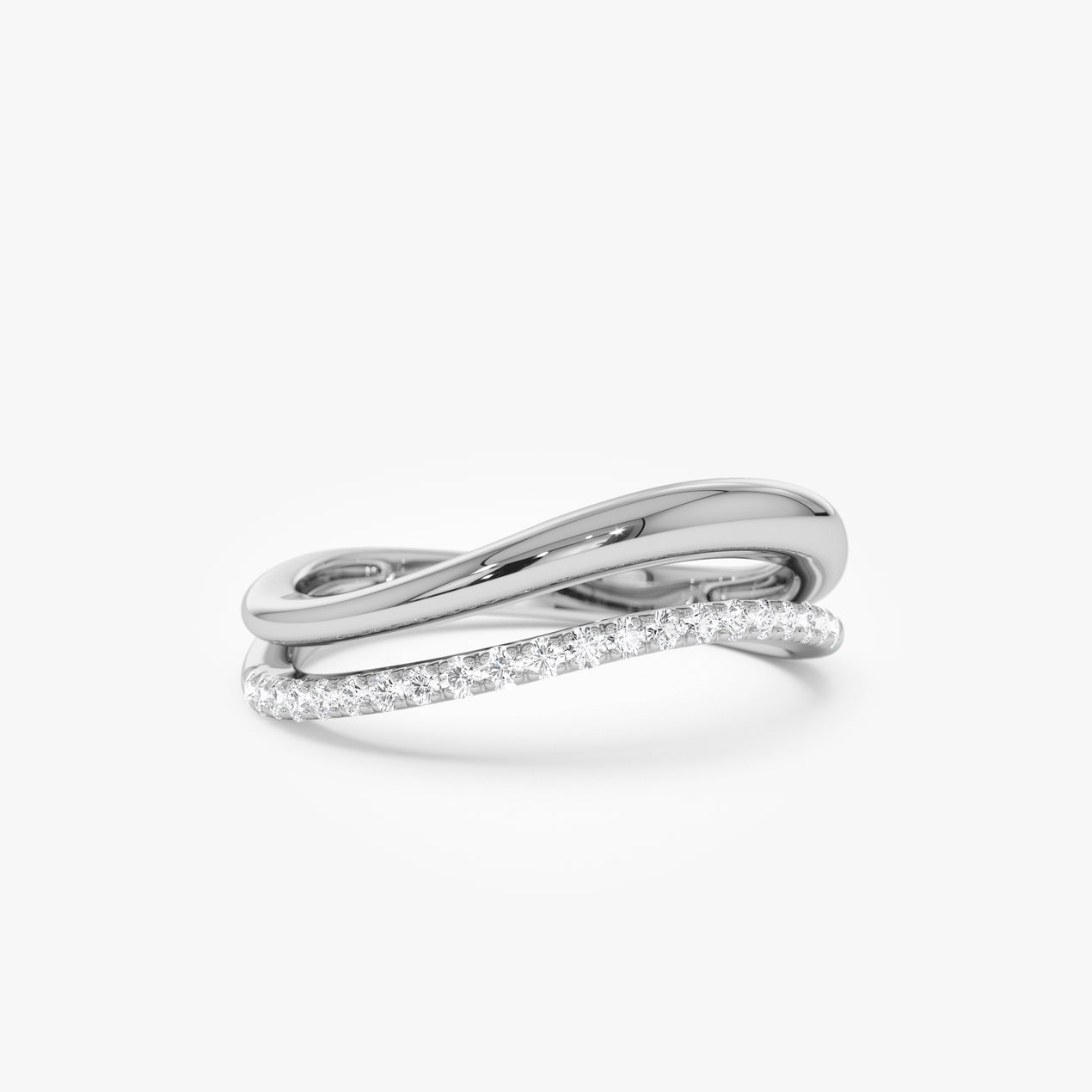 14k Double Ring Waive Design Diamond Ring