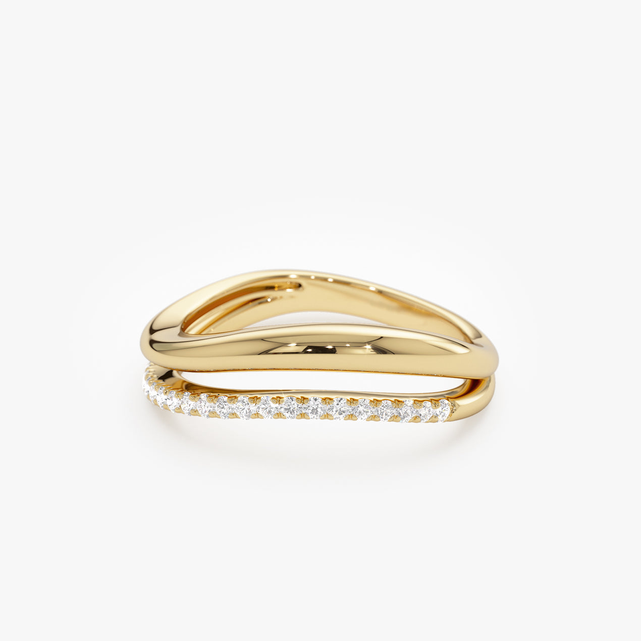 14k Double Ring Waive Design Diamond Ring
