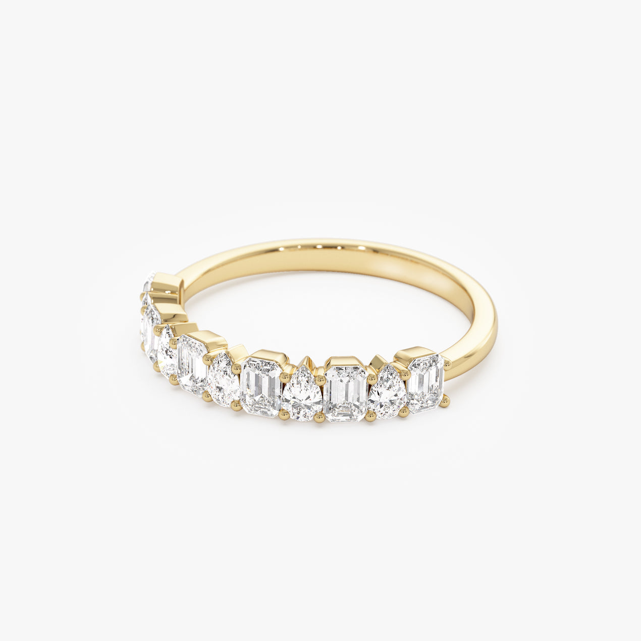 14k Emerald and Pear Shape Diamond Ring