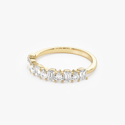 14k Emerald and Pear Shape Diamond Ring