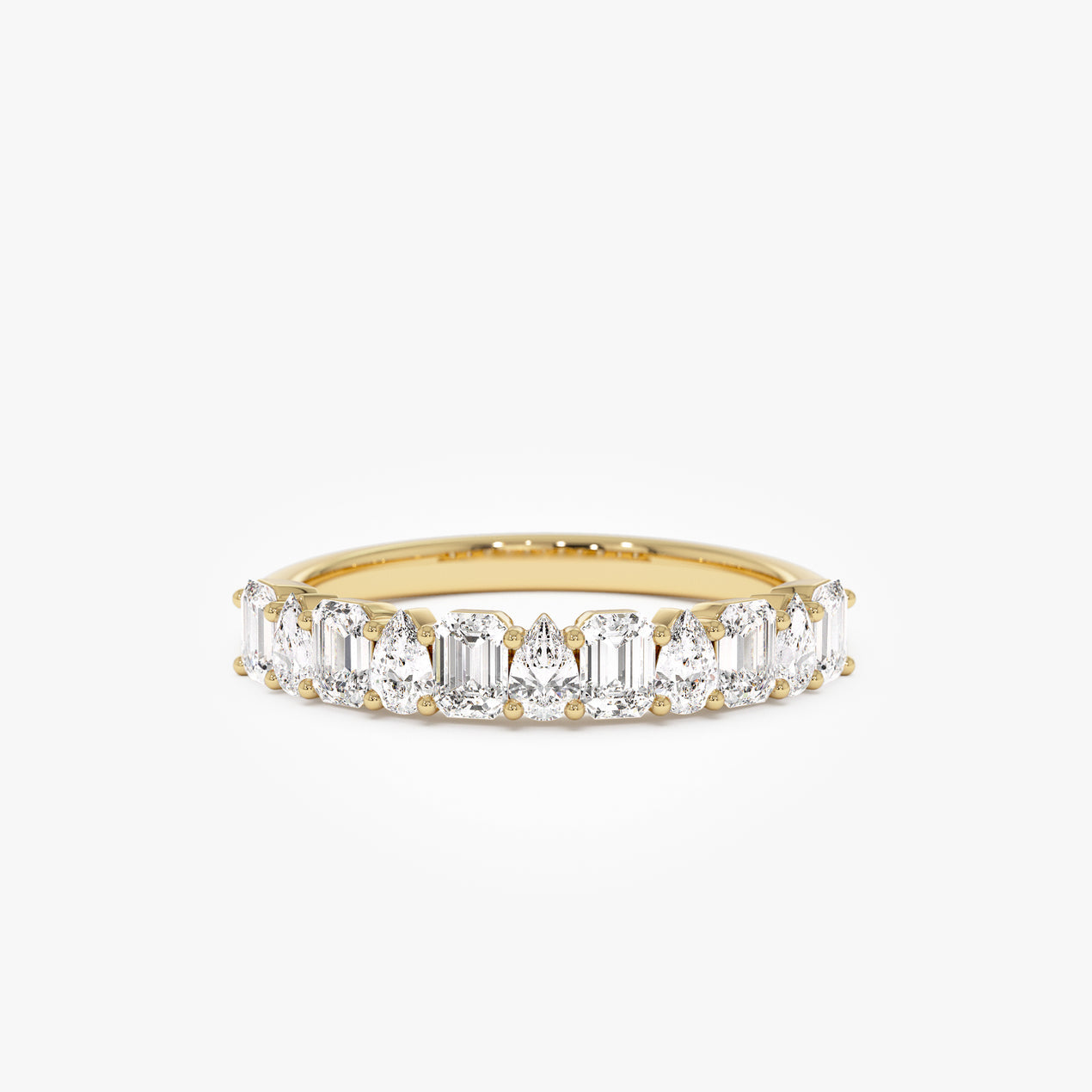 14k Emerald and Pear Shape Diamond Ring