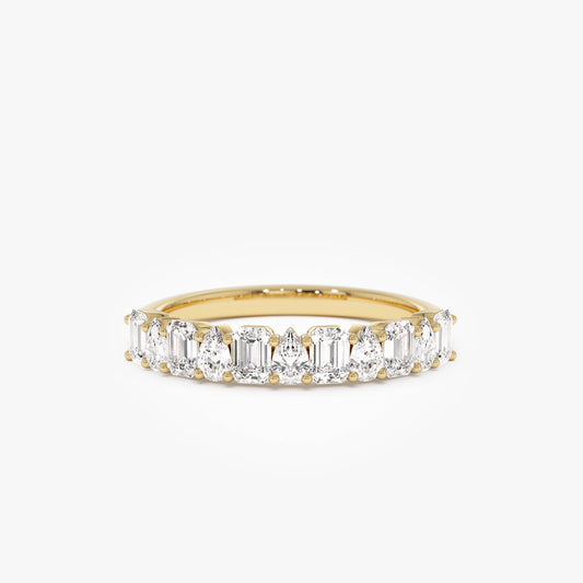 14k Emerald and Pear Shape Diamond Ring
