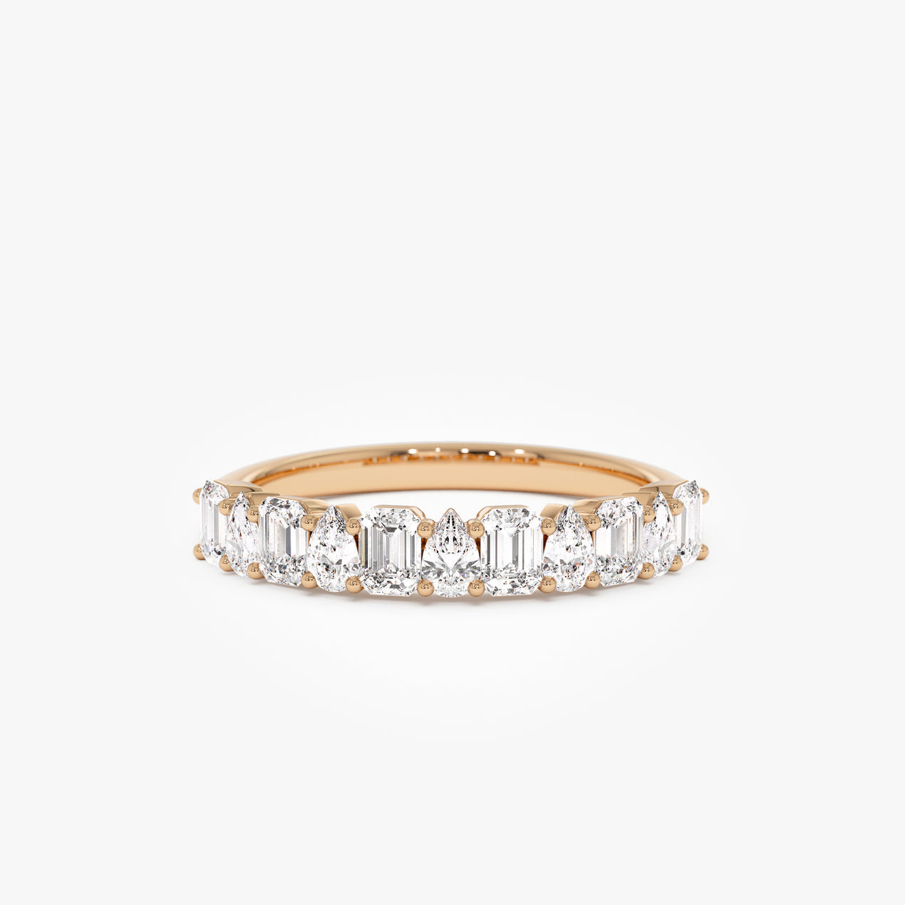 14k Emerald and Pear Shape Diamond Ring