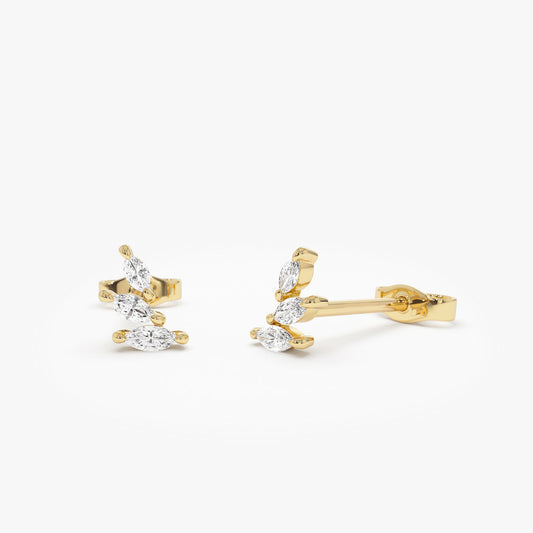 14k Marquise Shaped Diamond Mini Ear Climber
