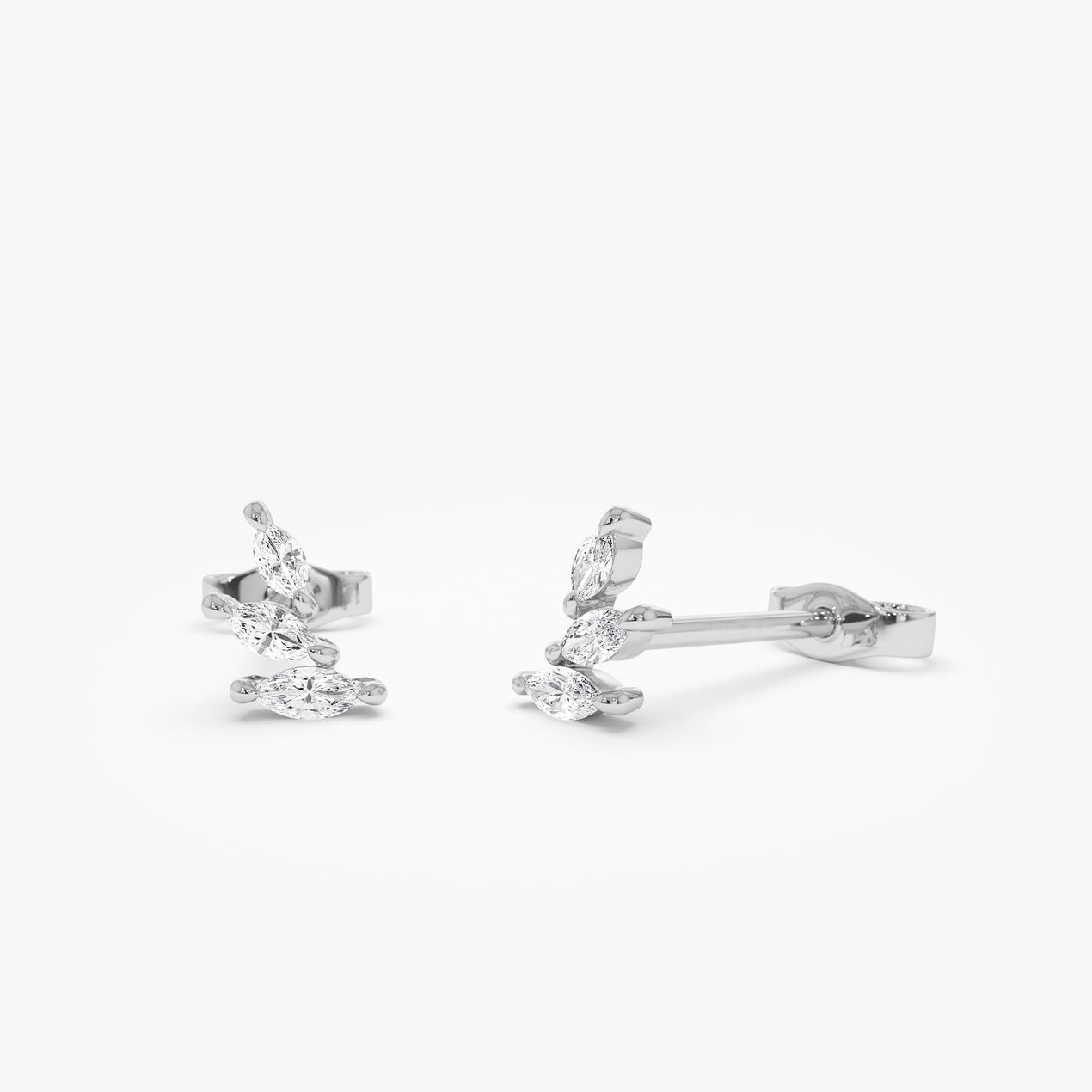 14k Marquise Shaped Diamond Mini Ear Climber