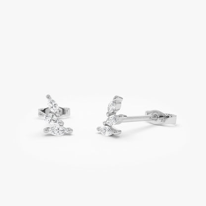 14k Marquise Shaped Diamond Mini Ear Climber