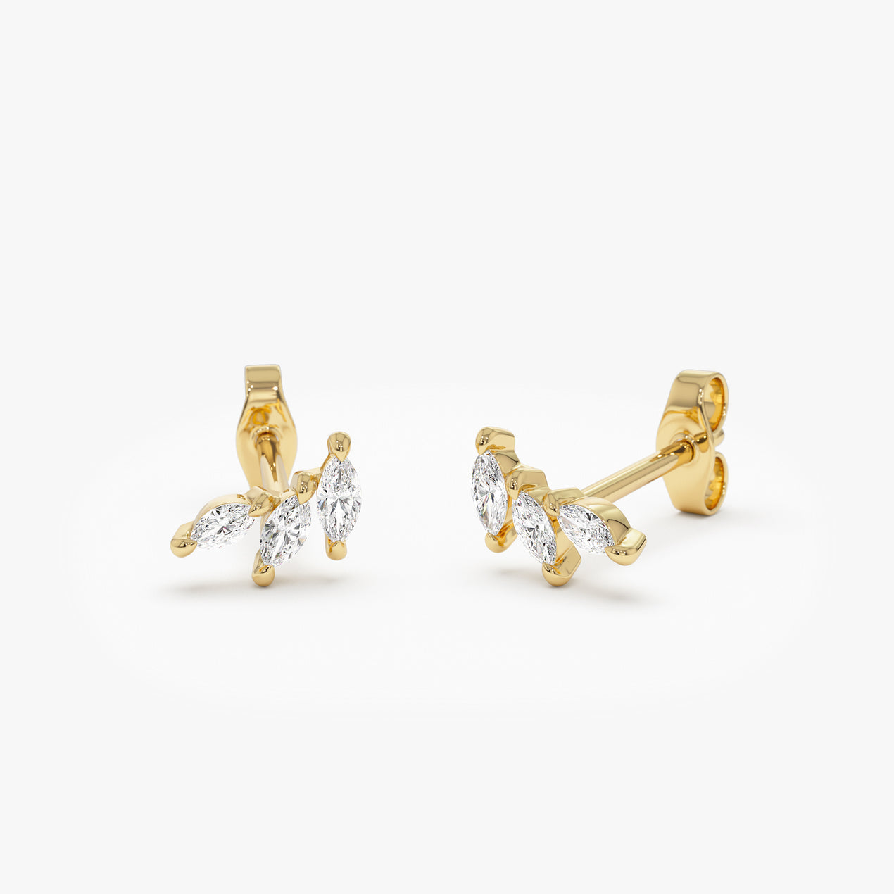 14k Marquise Shaped Diamond Mini Ear Climber