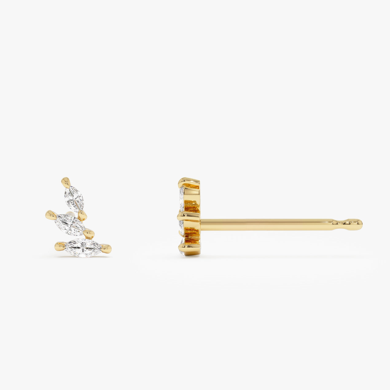 14k Marquise Shaped Diamond Mini Ear Climber