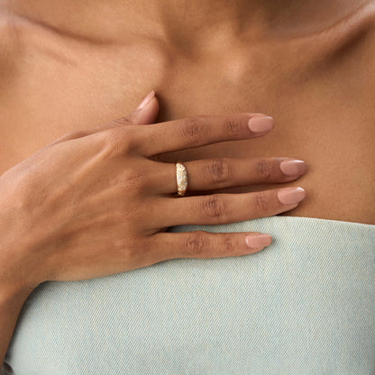 14k Matte Finish Celestial Diamond Ring