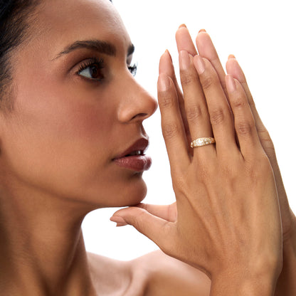 14k Matte Finish Celestial Diamond Ring