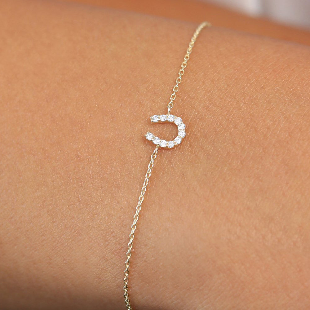 14k Mini Diamond Horseshoe Bracelet