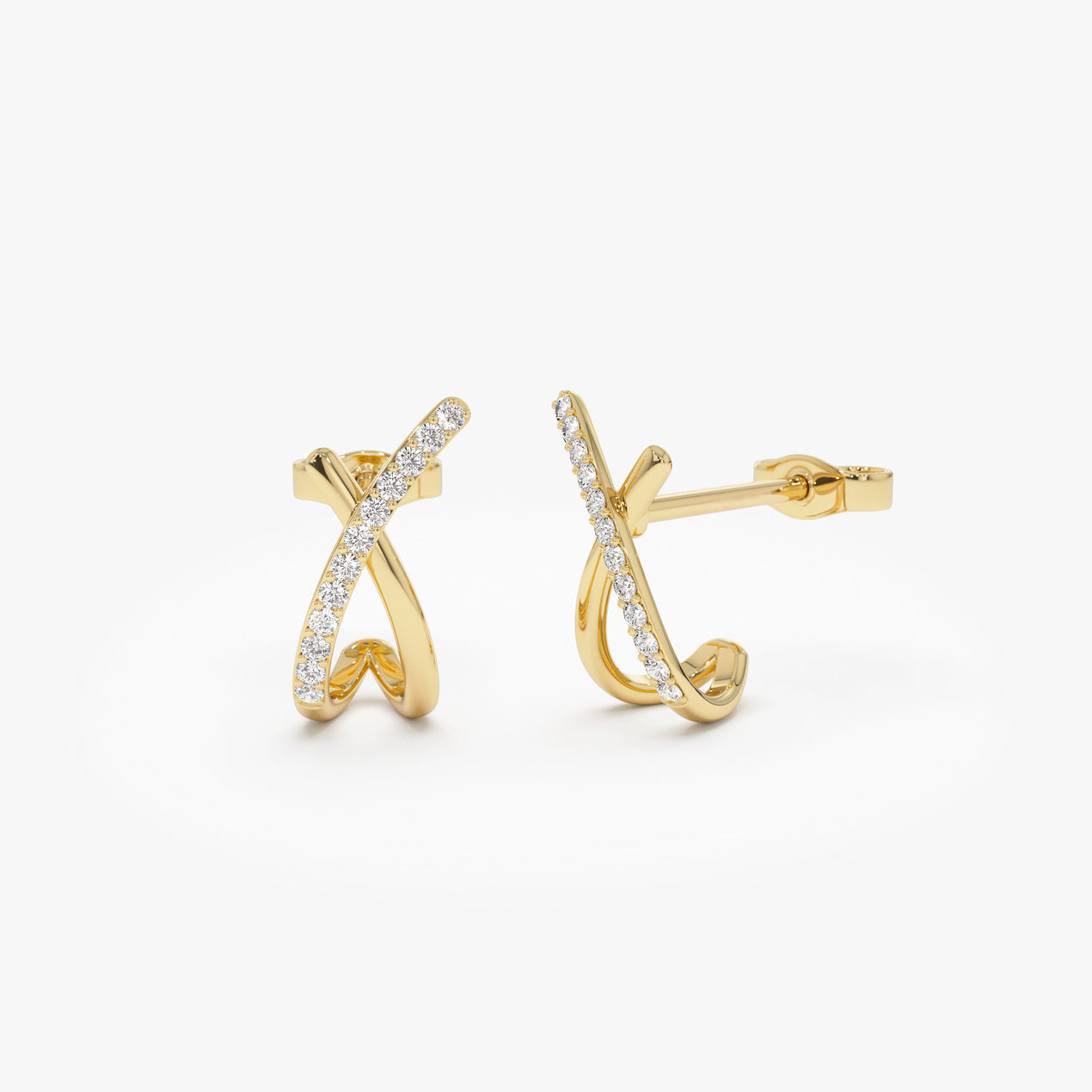 14k Moden X Design Diamond Studs