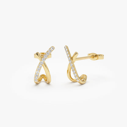 14k Moden X Design Diamond Studs
