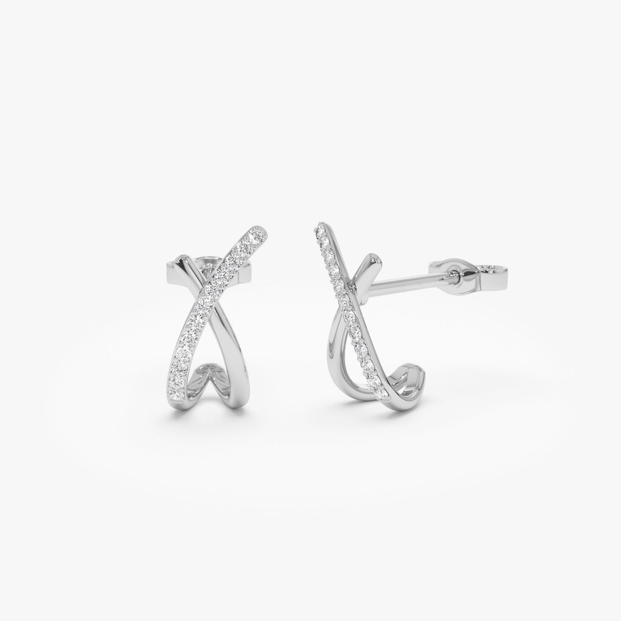 14k Moden X Design Diamond Studs
