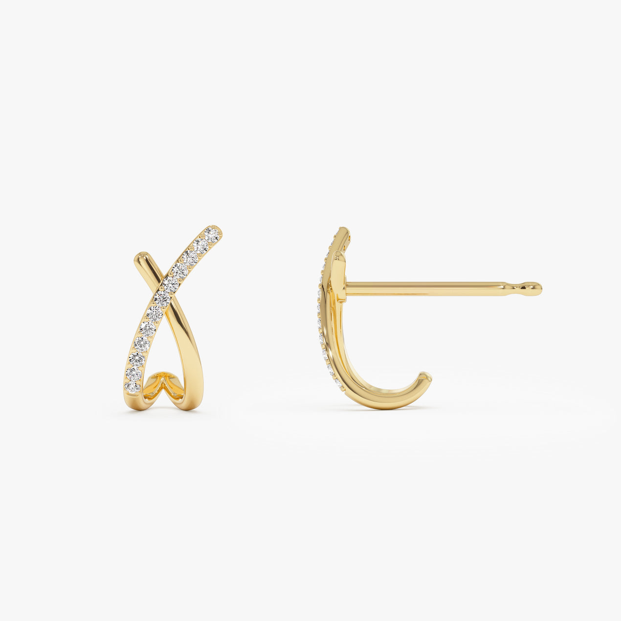 14k Moden X Design Diamond Studs