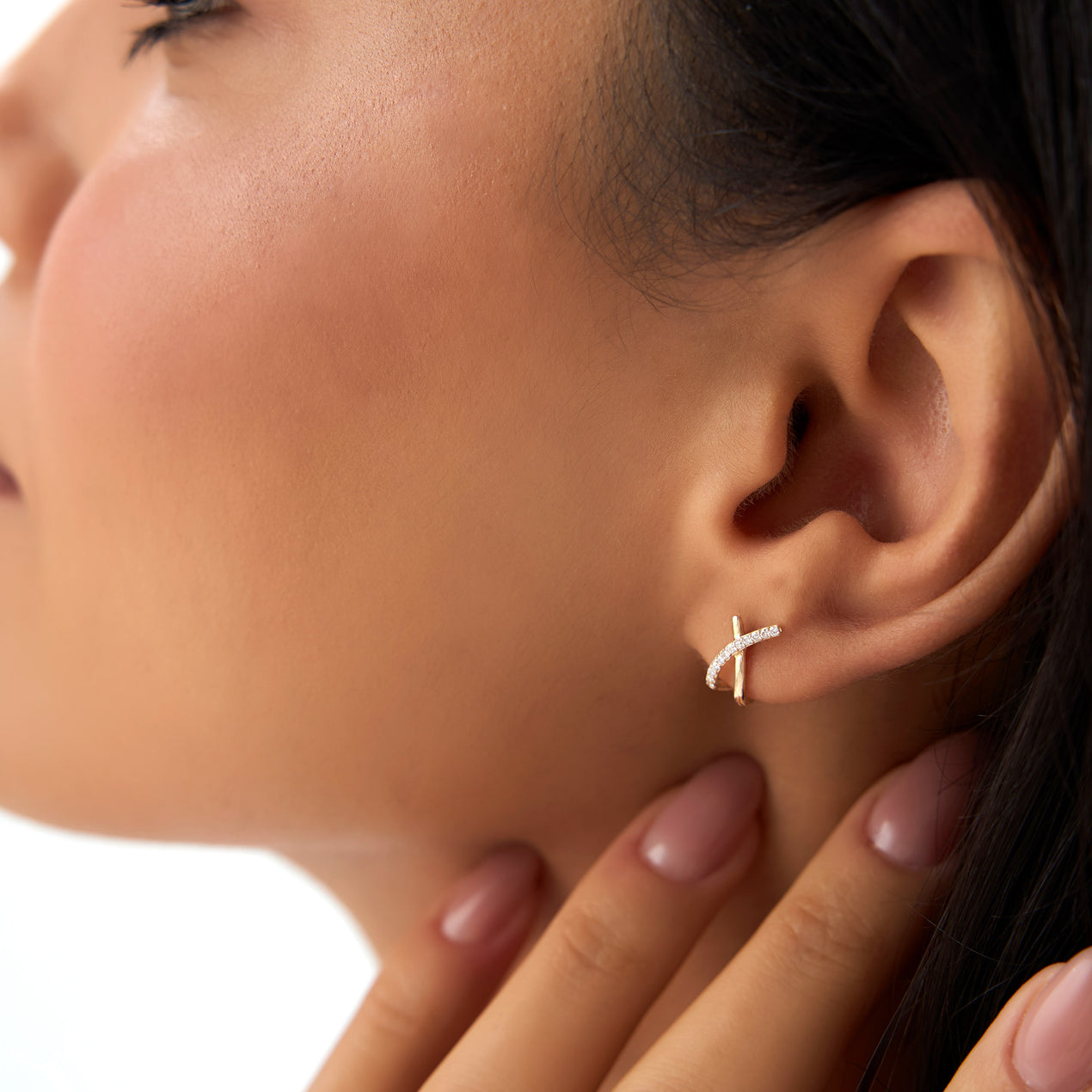 14k Moden X Design Diamond Studs