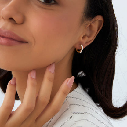 14k Shared Prong Diamond Hoops