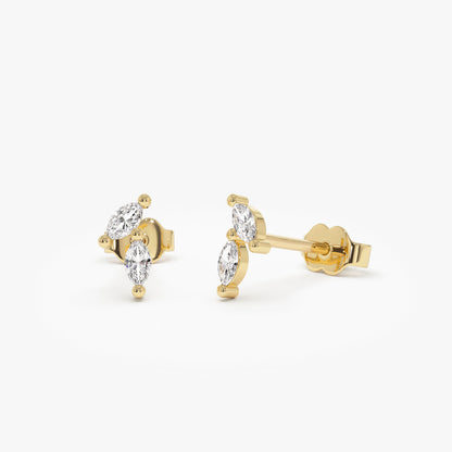 14k Unique Double Marquise Diamond Studs