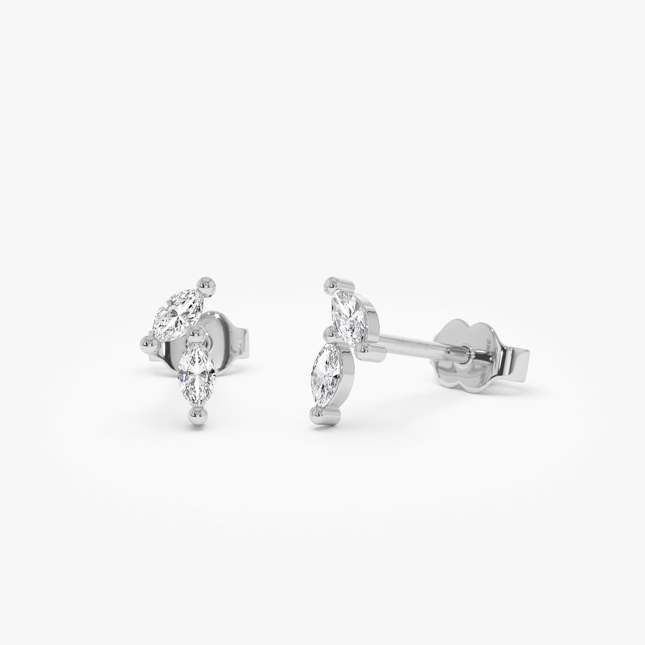 14k Unique Double Marquise Diamond Studs