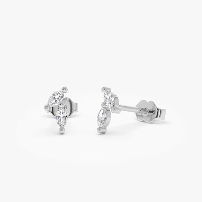 14k Unique Double Marquise Diamond Studs