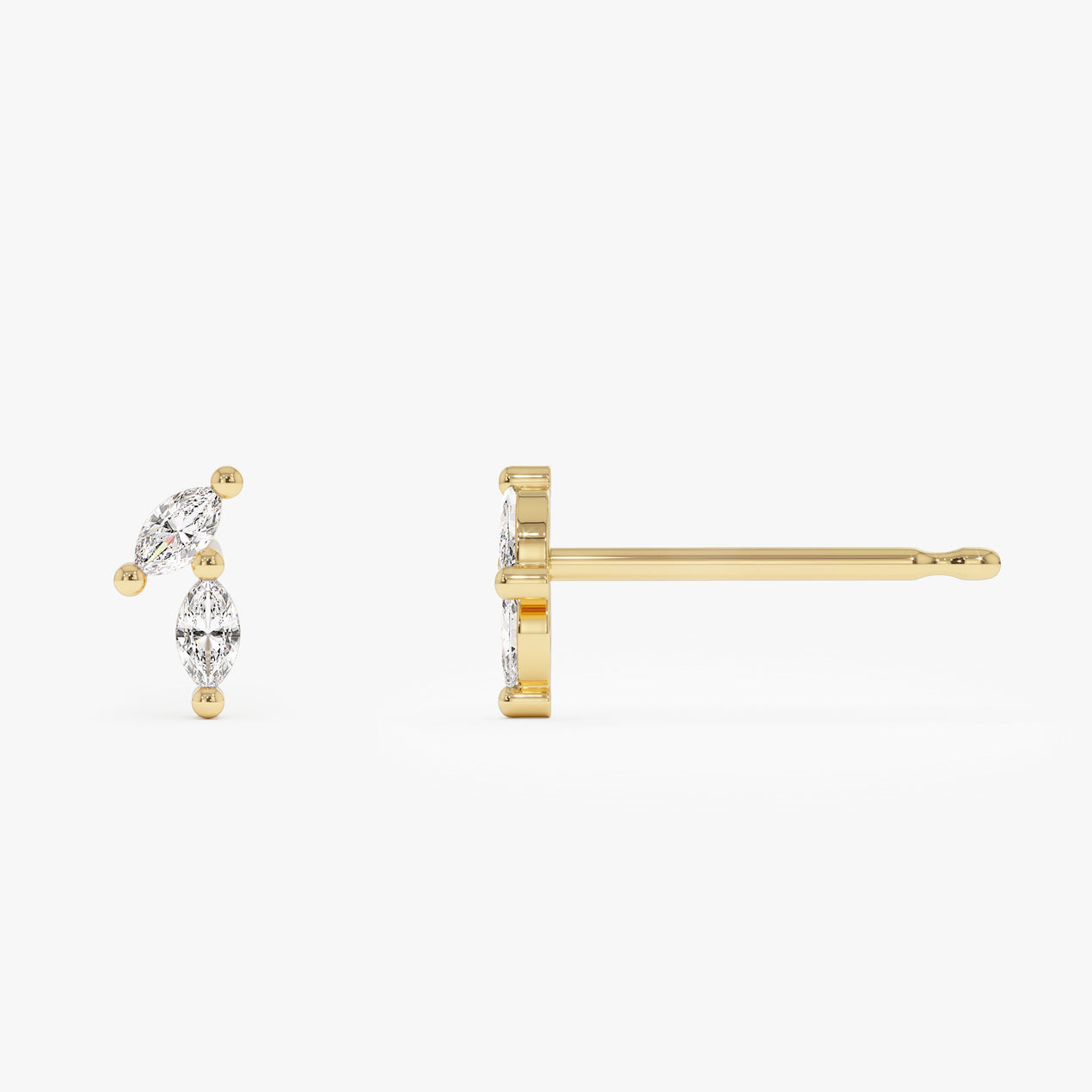 14k Unique Double Marquise Diamond Studs