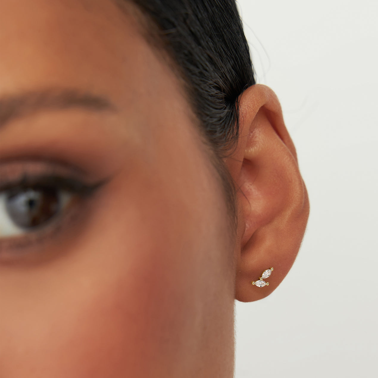 14k Unique Double Marquise Diamond Studs