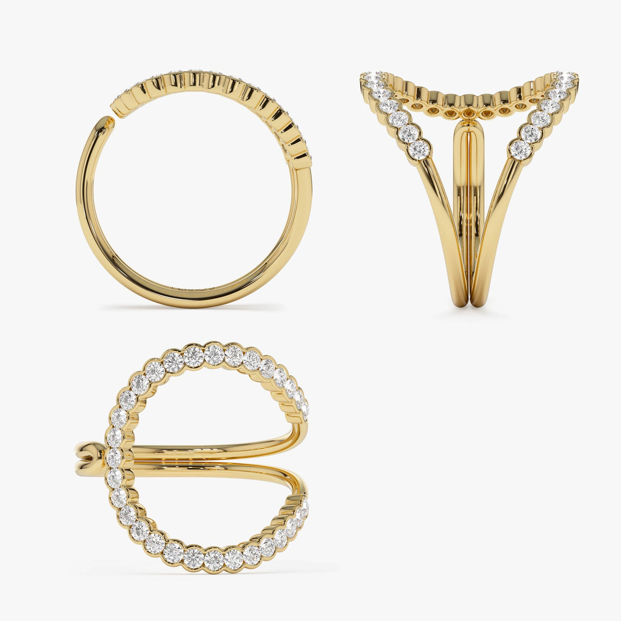 14k Unique Half Bezel Diamond Ring