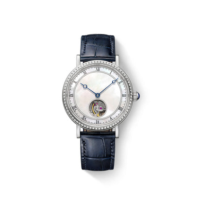 Round Watch in White Gold with Diamonds