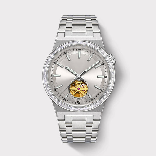 Round Watch in White Gold with Diamonds