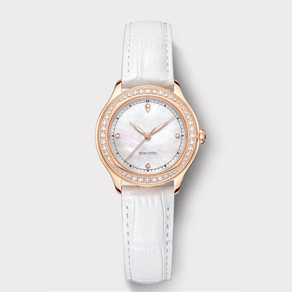 Round Watch in Rose Gold with Diamonds