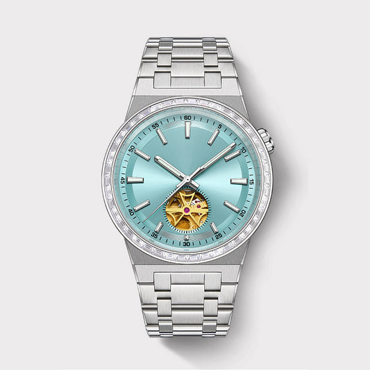 Round Watch in White Gold with Diamonds