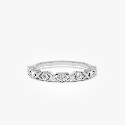 14k X O Design Diamond Wedding RIng