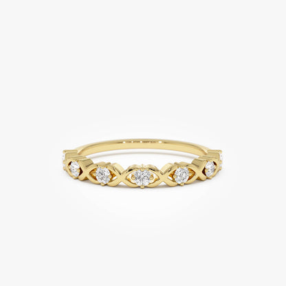 14k X O Design Diamond Wedding RIng