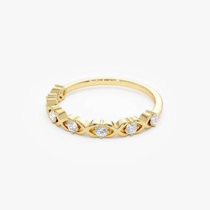 14k X O Design Diamond Wedding RIng