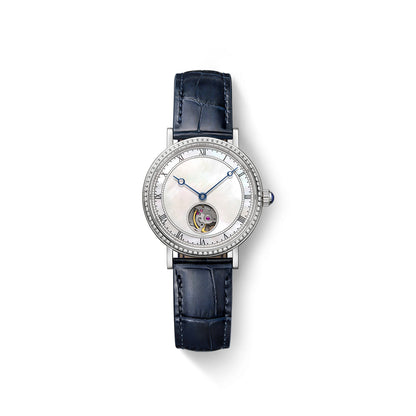Round Watch in White Gold with Diamonds