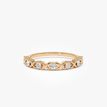 14k X O Design Diamond Wedding RIng