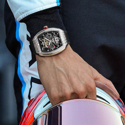 Barrel Shape Watch in White Gold with Diamonds