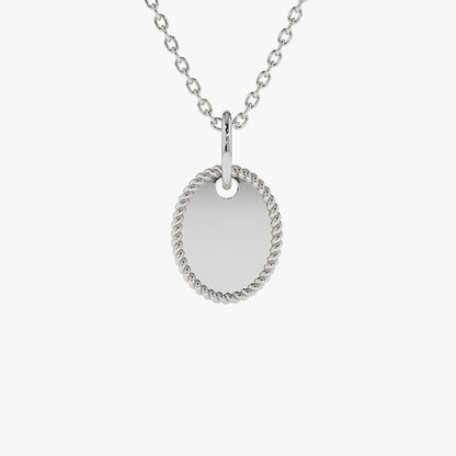 Personalized Initial Necklace | 14K Gold Mini Oval Pendant with Rope Edge | Custom Monogram Jewelry Gift