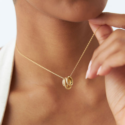 Three Ring Eternity Necklace | 14K Gold Circle Pendant | Symbol of Eternal Love | Stackable Jewelry