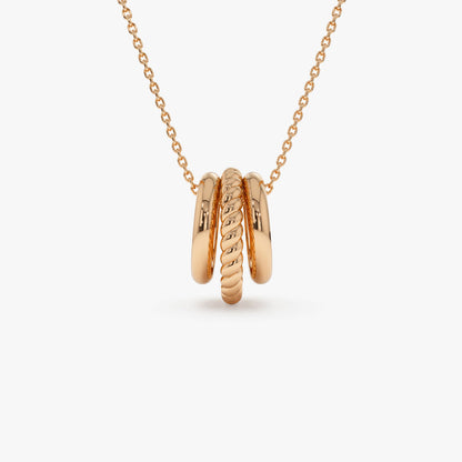 Three Ring Eternity Necklace | 14K Gold Circle Pendant | Symbol of Eternal Love | Stackable Jewelry