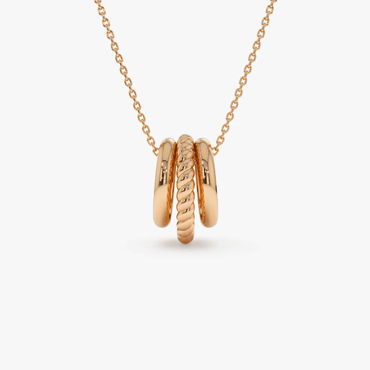 Three Ring Eternity Necklace | 14K Gold Circle Pendant | Symbol of Eternal Love | Stackable Jewelry