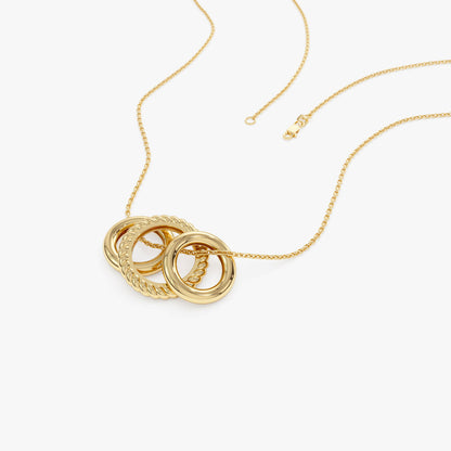 Three Ring Eternity Necklace | 14K Gold Circle Pendant | Symbol of Eternal Love | Stackable Jewelry