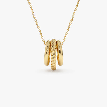 Three Ring Eternity Necklace | 14K Gold Circle Pendant | Symbol of Eternal Love | Stackable Jewelry