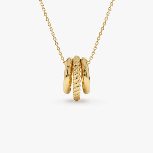 Three Ring Eternity Necklace | 14K Gold Circle Pendant | Symbol of Eternal Love | Stackable Jewelry