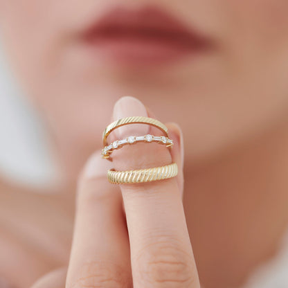 14K Solid Gold Croissant Ring | Dome Statement Ring for Women | Bold Stacking Jewelry | VLOVE