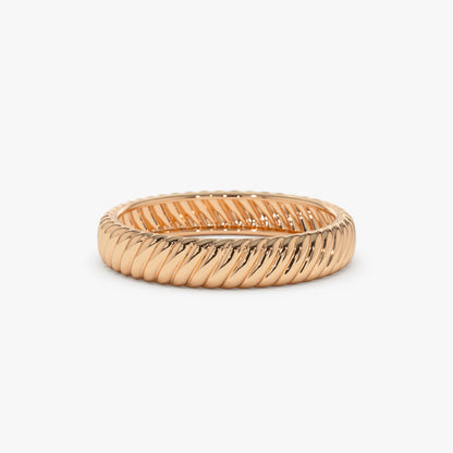 14K Solid Gold Croissant Ring | Dome Statement Ring for Women | Bold Stacking Jewelry | VLOVE