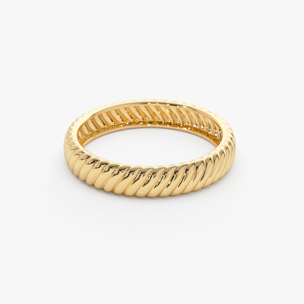 14K Solid Gold Croissant Ring | Dome Statement Ring for Women | Bold Stacking Jewelry | VLOVE