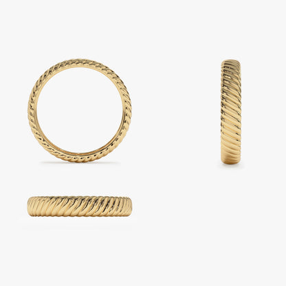 14K Solid Gold Croissant Ring | Dome Statement Ring for Women | Bold Stacking Jewelry | VLOVE