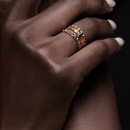 14K Gold Chain Link Ring | Solid Gold Stackable Band | Unisex Jewelry for Men & Women | VLOVE